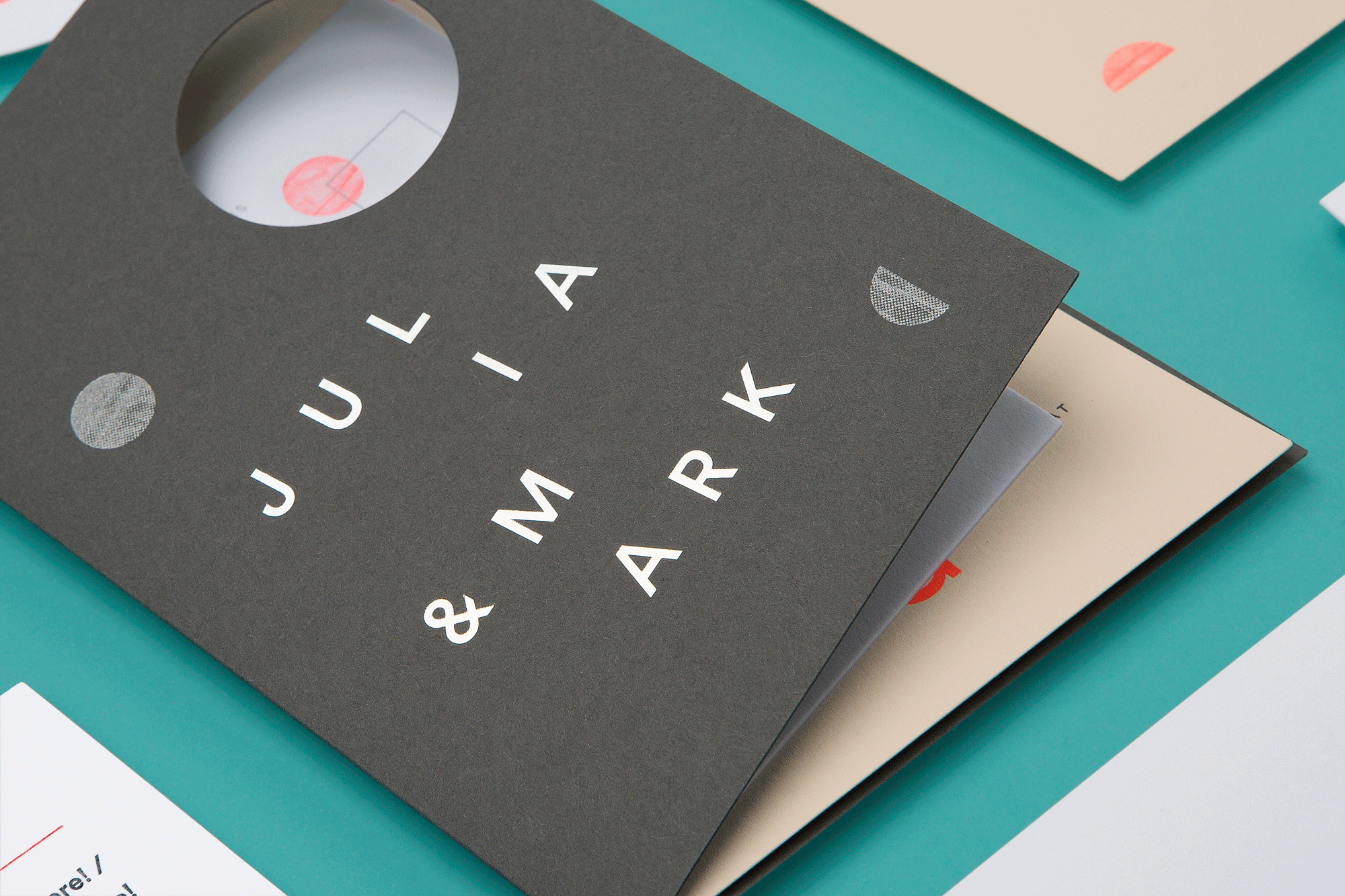 Modern minimalist holographic foil wedding invitations for Julia and Mark on Colorplan