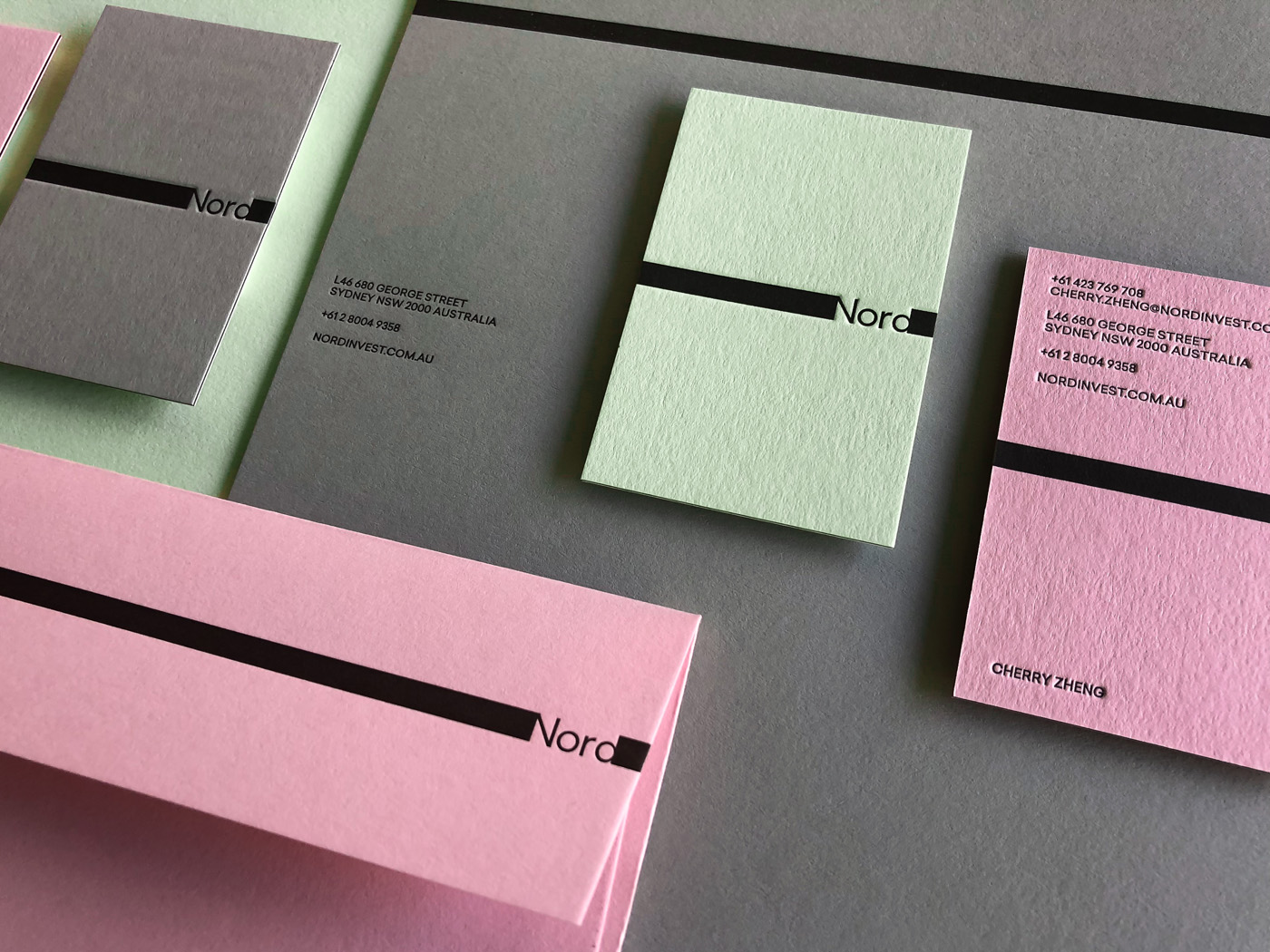 Letterpress Business Cards Letterhead Envelopes for Nord on Colorplan 3