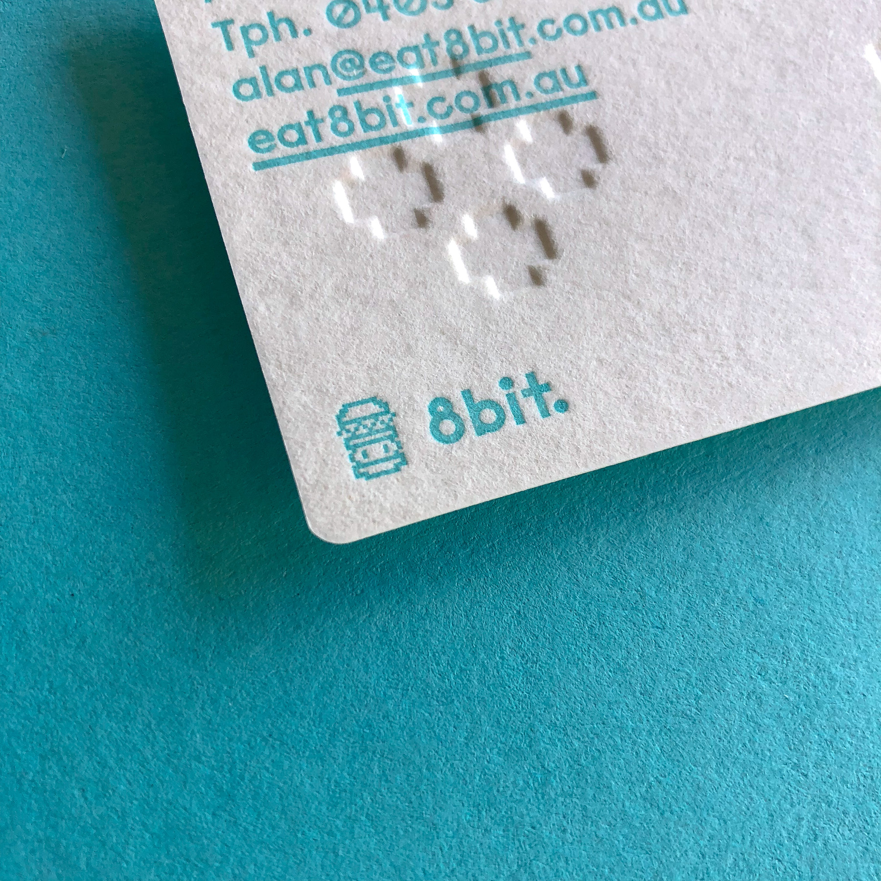 Unique letterpress embossed business cards for 8 Bit Burger on Wild 1