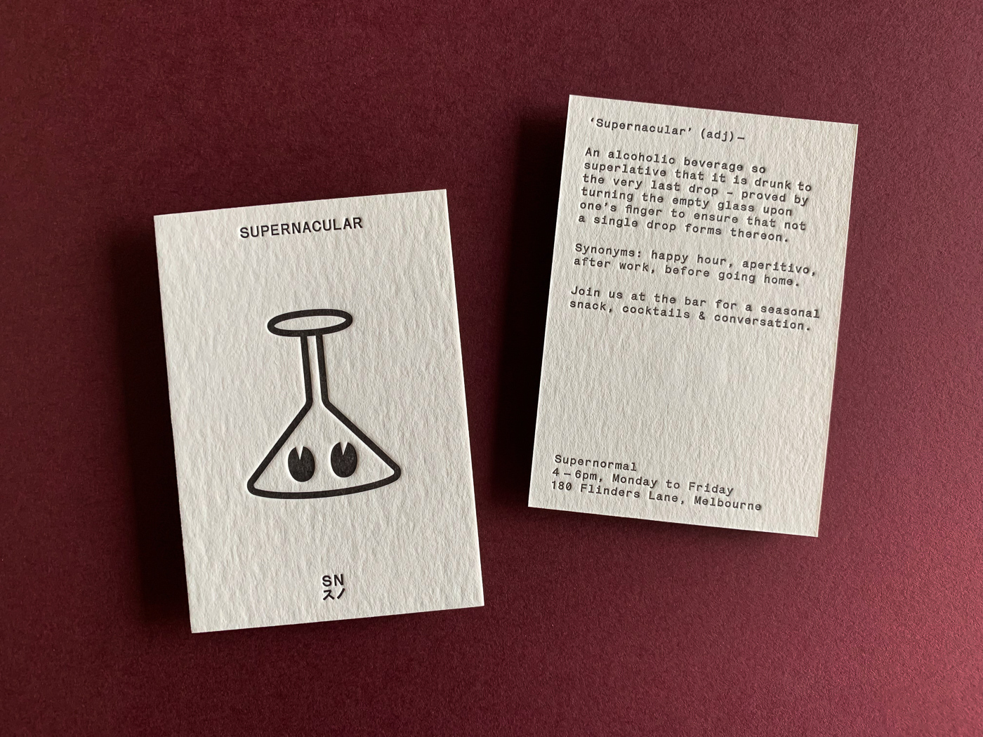 Unique letterpress promotional business card for Supernormal on Wild 5