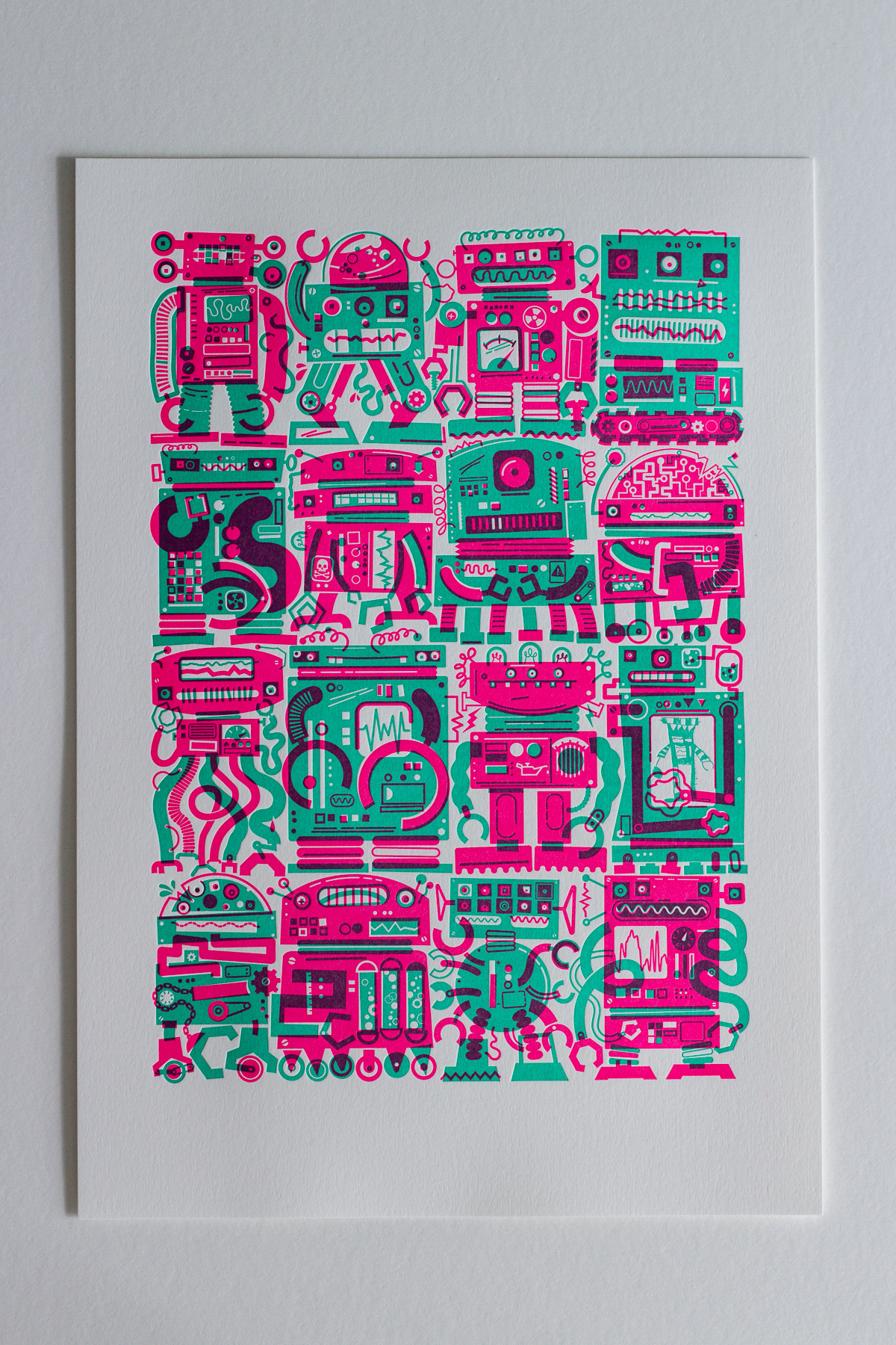 Michael Langenegger Robot Letterpress Art Print x Hungry Workshop-1