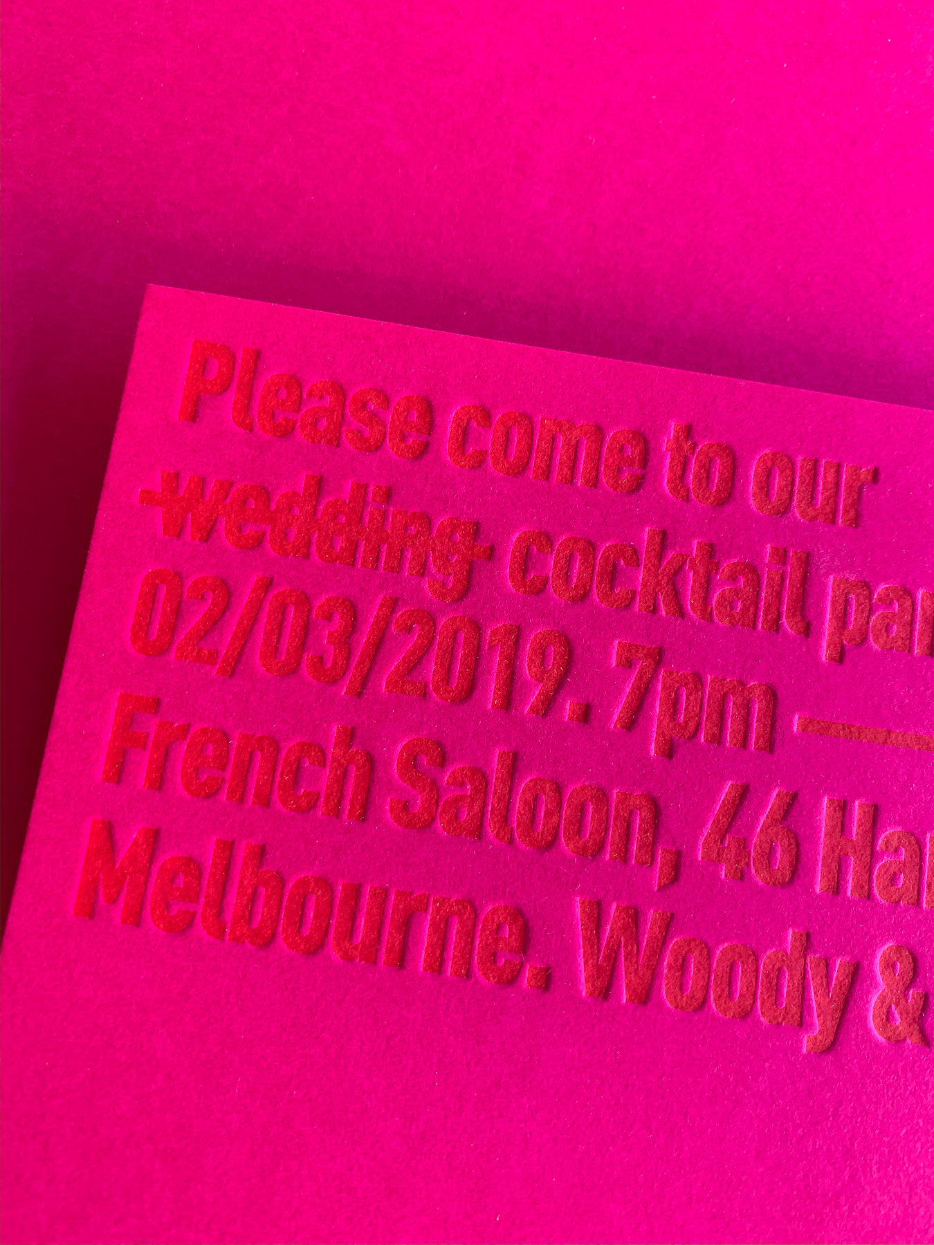 Woody and Sarah letterpress invitations